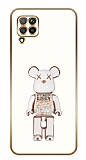 Eiroo Huawei P40 Lite Candy Bear Standlı Beyaz Silikon Kılıf