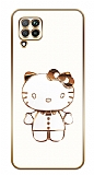 Eiroo Huawei P40 Lite Kitty Standlı Beyaz Silikon Kılıf