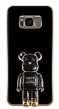 Eiroo Samsung Galaxy S8 Plus Baby Bear Standl Siyah Silikon Klf