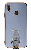 Eiroo Huawei Y6 2019 Baby Bear Standl Mavi Silikon Klf