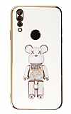 Eiroo Huawei Y9 Prime 2019 Candy Bear Standl Beyaz Silikon Klf