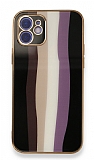 Eiroo Hued iPhone 12 6.1 inç Cam Siyah Rubber Kılıf