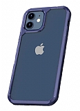 Eiroo Hybrid Color iPhone 12 / 12 Pro 6.1 inç Mavi Silikon Kılıf
