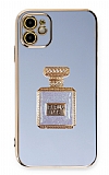 Eiroo iPhone 11 Aynalı Parfüm Standlı Mavi Silikon Kılıf