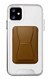 Eiroo iPhone 11 Kahverengi Kartlıklı Standlı Ultra Koruma Kılıf