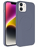 Eiroo iPhone 11 MagSafe Özellikli Gri Silikon Kılıf