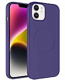 Eiroo iPhone 11 MagSafe Özellikli Mor Silikon Kılıf