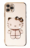 Eiroo iPhone 11 Pro Aynalı Kitty Standlı Pembe Silikon Kılıf