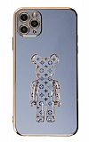 Eiroo iPhone 11 Pro Bearbrick Standl Mavi Silikon Klf