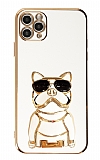 Eiroo iPhone 11 Pro Bulldog Standlı Beyaz Silikon Kılıf