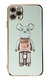 Eiroo iPhone 11 Pro Candy Bear Standlı Yeşil Silikon Kılıf