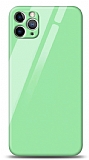 Eiroo iPhone 11 Pro Max Kamera Korumalı Silikon Kenarlı Açık Yeşil Cam Kılıf