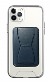 Eiroo iPhone 11 Pro Max Lacivert Kartlıklı Standlı Ultra Koruma Kılıf