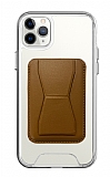 Eiroo iPhone 11 Pro Max Kahverengi Kartlıklı Standlı Ultra Koruma Kılıf