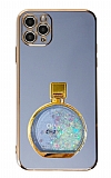 Eiroo iPhone 11 Pro Parfüm Şişesi Standlı Mavi Silikon Kılıf