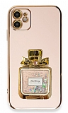 Eiroo iPhone 11 Taşlı Parfüm Standlı Pembe Silikon Kılıf