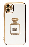 Eiroo iPhone 12 Aynal Parfm Standl Beyaz Silikon Klf