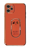 Eiroo iPhone 12 Baby Panda Standl Krmz Silikon Klf