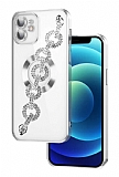 Eiroo iPhone 12 Kamera Korumalı Halka Zincirli Silver Silikon Kılıf