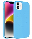 Eiroo iPhone 12 MagSafe Özellikli Açık Mavi Silikon Kılıf