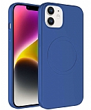 Eiroo iPhone 12 MagSafe Özellikli Mavi Silikon Kılıf