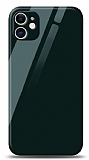 Eiroo iPhone 12 Mini Kamera Korumalı Silikon Kenarlı Yeşil Cam Kılıf