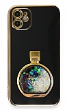 Eiroo iPhone 12 Parfüm Şişesi Standlı Siyah Silikon Kılıf