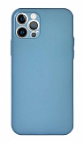 Eiroo iPhone 12 Pro Max 6.7 inç Ultra İnce Mat Mavi Rubber Kılıf