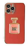 Eiroo iPhone 12 Pro Max Aynalı Parfüm Standlı Kırmızı Silikon Kılıf