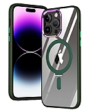 Eiroo iPhone 12 Pro Max Magsafe Özellikli Standlı Yeşil Rubber Kılıf