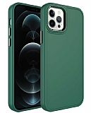Eiroo iPhone 12 Pro Max Metal Çerçeveli Yeşil Rubber Kılıf