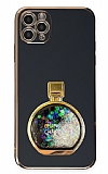 Eiroo iPhone 12 Pro Max Parfüm Şişesi Standlı Siyah Silikon Kılıf
