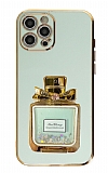 Eiroo iPhone 12 Pro Max Taşlı Parfüm Standlı Yeşil Silikon Kılıf