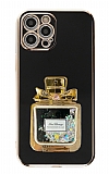 Eiroo iPhone 12 Pro Taşlı Parfüm Standlı Siyah Silikon Kılıf
