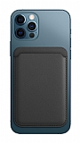 Eiroo iPhone 12 Serisi Siyah Manyetik Deri Kartlık