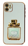 Eiroo iPhone 12 Taşlı Parfüm Standlı Yeşil Silikon Kılıf