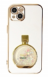 Eiroo iPhone 13 Parfüm Şişesi Standlı Beyaz Silikon Kılıf