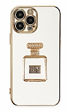 Eiroo iPhone 13 Pro Max Aynalı Parfüm Standlı Beyaz Silikon Kılıf