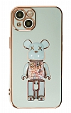 Eiroo iPhone 13 Mini Candy Bear Standlı Yeşil Silikon Kılıf