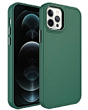 Eiroo iPhone 13 Pro Max Metal Çerçeveli Yeşil Rubber Kılıf