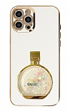 Eiroo iPhone 13 Pro Max Parfüm Şişesi Standlı Beyaz Silikon Kılıf