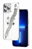 Eiroo iPhone 13 Pro Max Su Yolu Zincirli Silver Silikon Kılıf