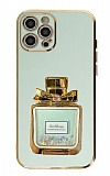 Eiroo iPhone 13 Pro Taşlı Parfüm Standlı Yeşil Silikon Kılıf