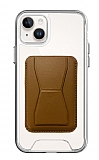 Eiroo iPhone 14 Kahverengi Kartlıklı Standlı Ultra Koruma Kılıf