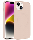 Eiroo iPhone 14 MagSafe Özellikli Pembe Silikon Kılıf