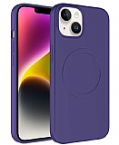Eiroo iPhone 14 MagSafe Özellikli Mor Silikon Kılıf