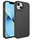Eiroo iPhone 14 Metal Çerçeveli Siyah Rubber Kılıf