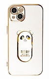 Eiroo iPhone 14 Plus Baby Panda Standl Beyaz Silikon Klf