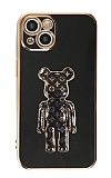Eiroo iPhone 14 Plus Bearbrick Standl Siyah Silikon Klf
