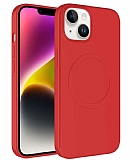 Eiroo iPhone 14 Plus MagSafe Özellikli Kırmızı Silikon Kılıf